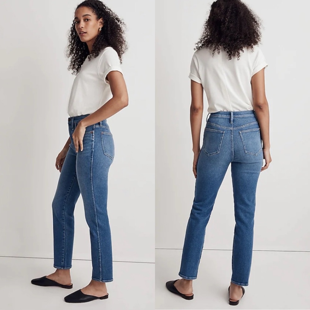 MADEWELL Stovepipe Jeans Straight Leg Mid-Rise Cropped Blue Size 26 - Picture 2 of 15